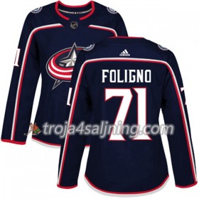 Columbus Blue Jackets tröja Nick Foligno 71 Adidas 2017-2018 Marinblå Authentic - Dame NHL Tröjor